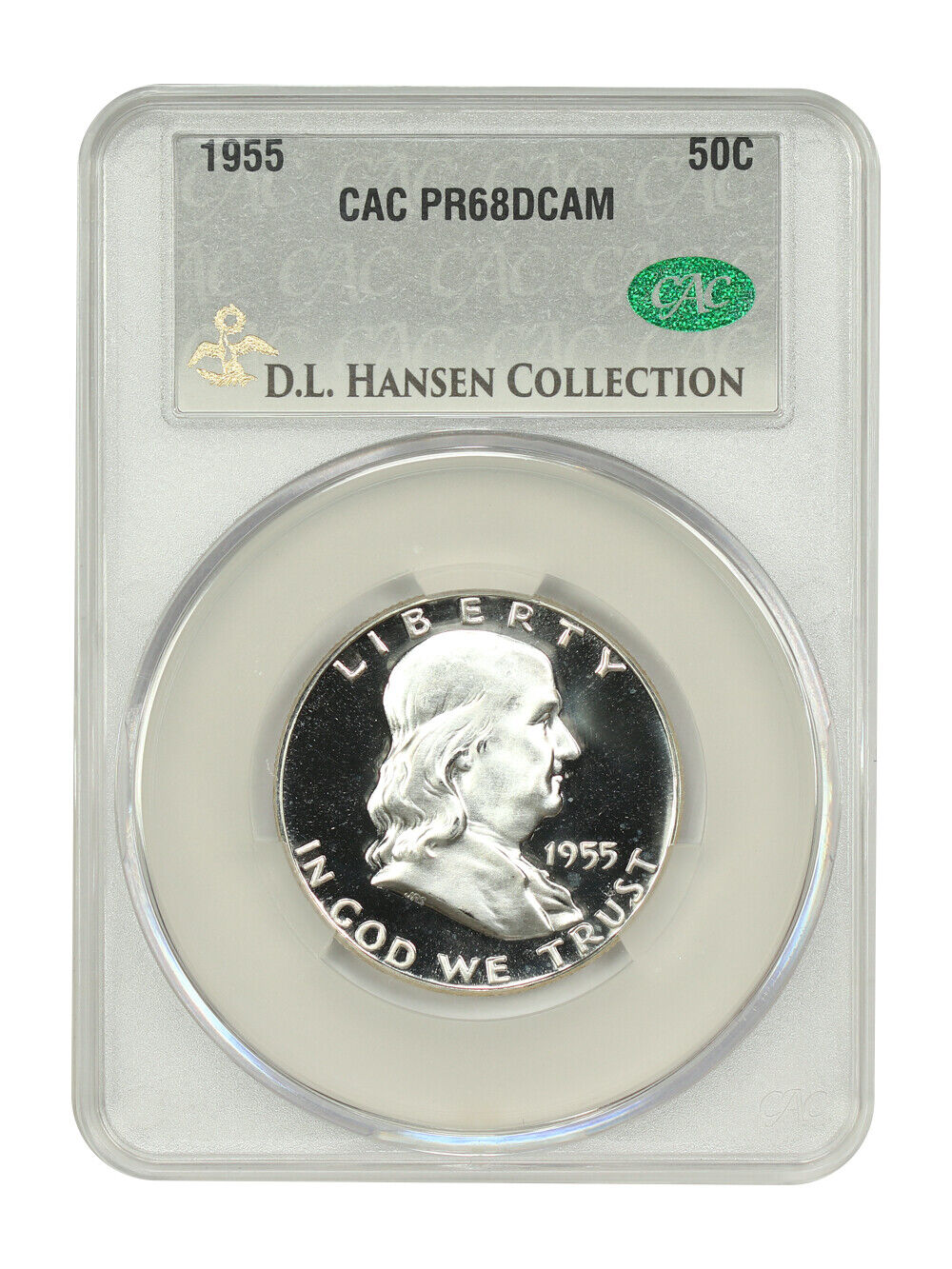 1955 50C CACG PR68DCAM ex: D.L. Hansen - Franklin Half Dollar