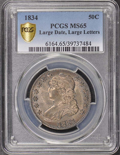 1834 50C Large Date Large Letters Capped Bust Half Dollar PCGS MS65