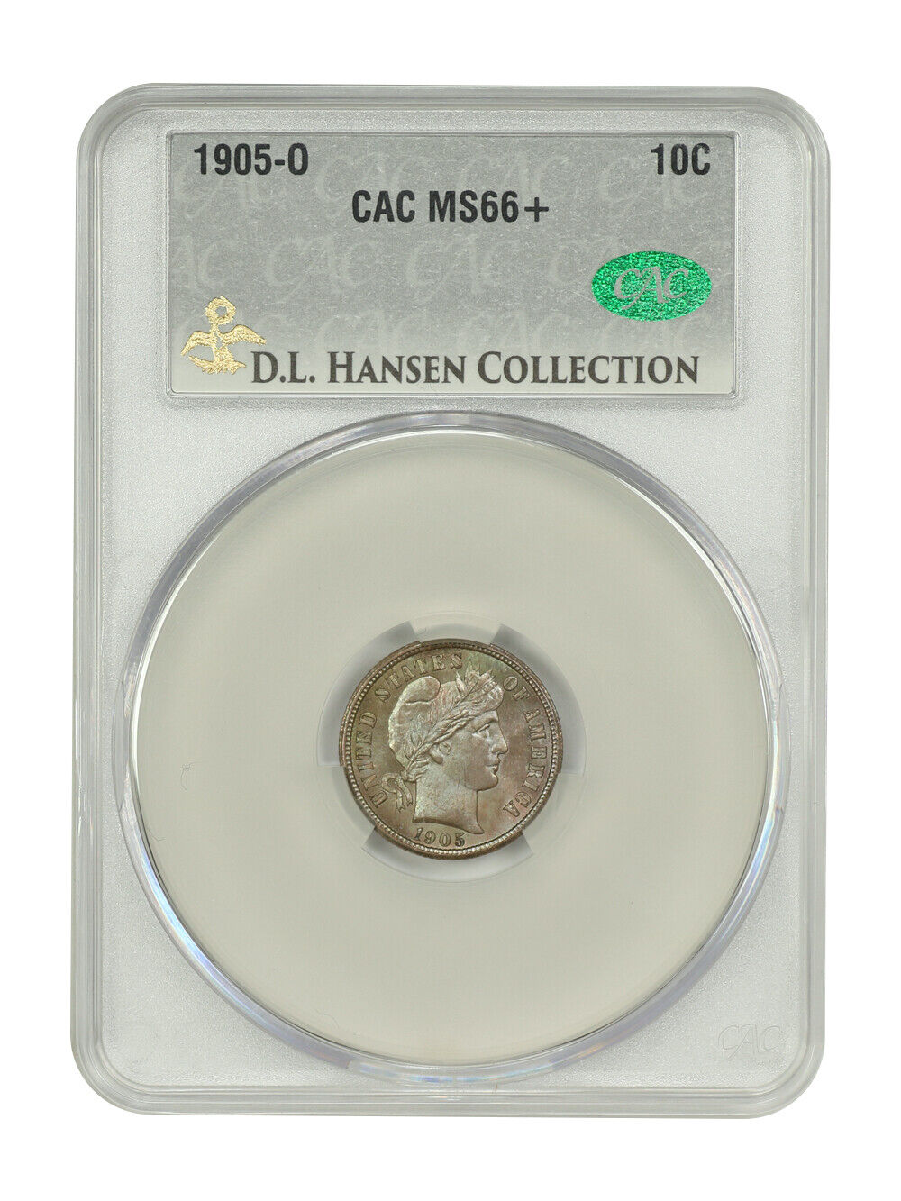 1905-O 10C CACG MS66+ ex: D.L. Hansen - Barber Dime