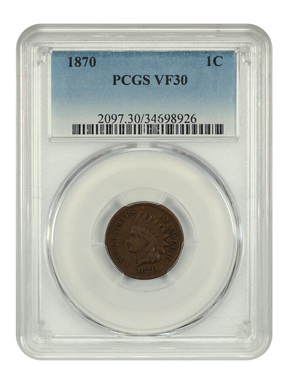 1870 1C PCGS VF30