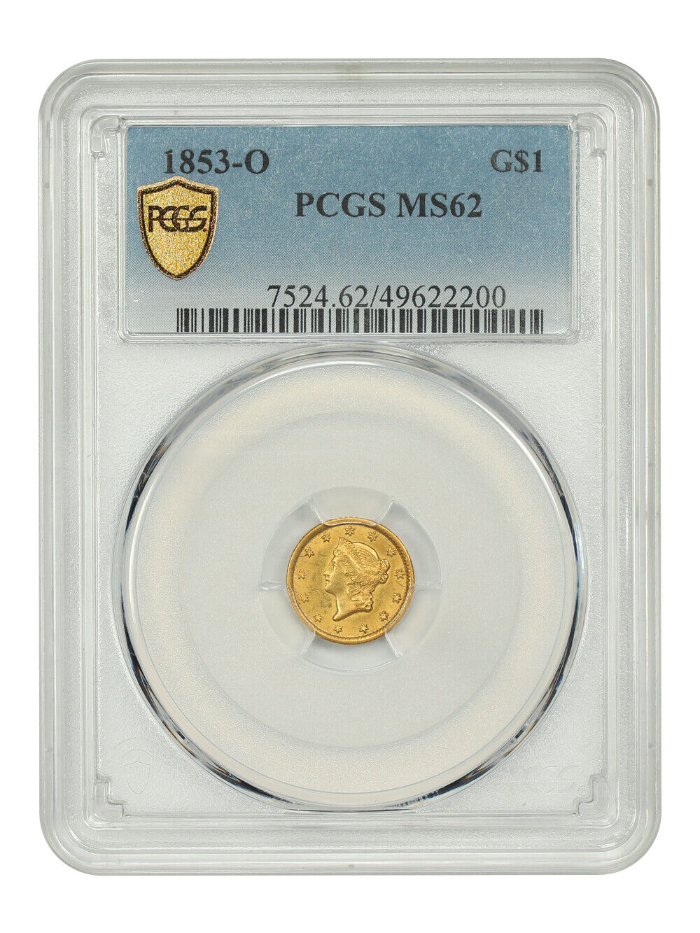 1853-O G$1 PCGS MS62 - Gold Dollar - Popular New Orleans Gold Dollar