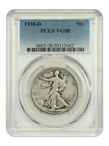 1938-D 50C PCGS VG08 - Walking Liberty Half Dollar - Low Mintage Issue