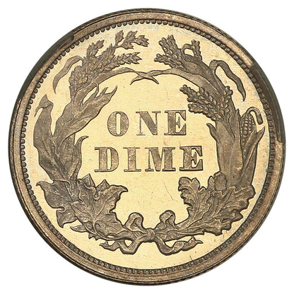 1864 10C CACG PR64+DCAM ex: D.L. Hansen - Liberty Seated Dime