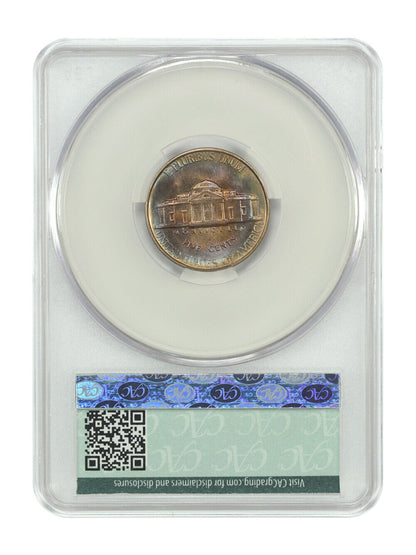 1941-D 5C CACG MS67+ - Jefferson Nickel - Rainbow Toning