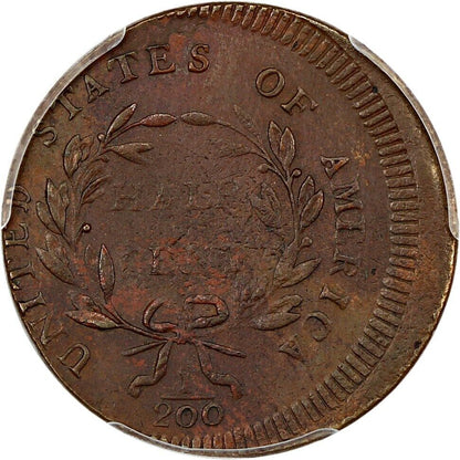 Mint Error: 1795 1/2C CACG AU55 (Pole, Pl Edge, Punc Date, C-4a, 5% Off Center)