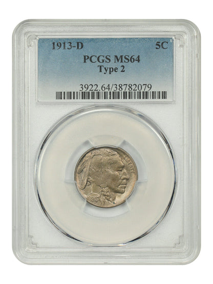 1913-D 5C PCGS MS64 (Type 2) - Buffalo Nickel - Tough D-Mint