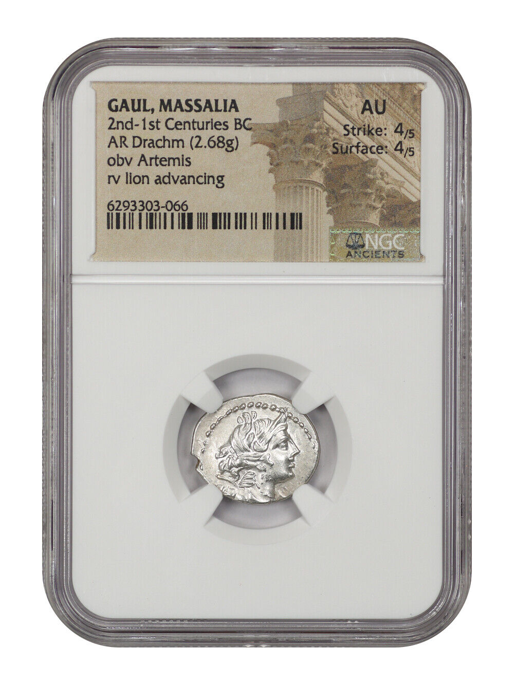 Ancient Roman: (2nd-1st Centuries BC) AR Drachm NGC AU (Gaul, Massalia)