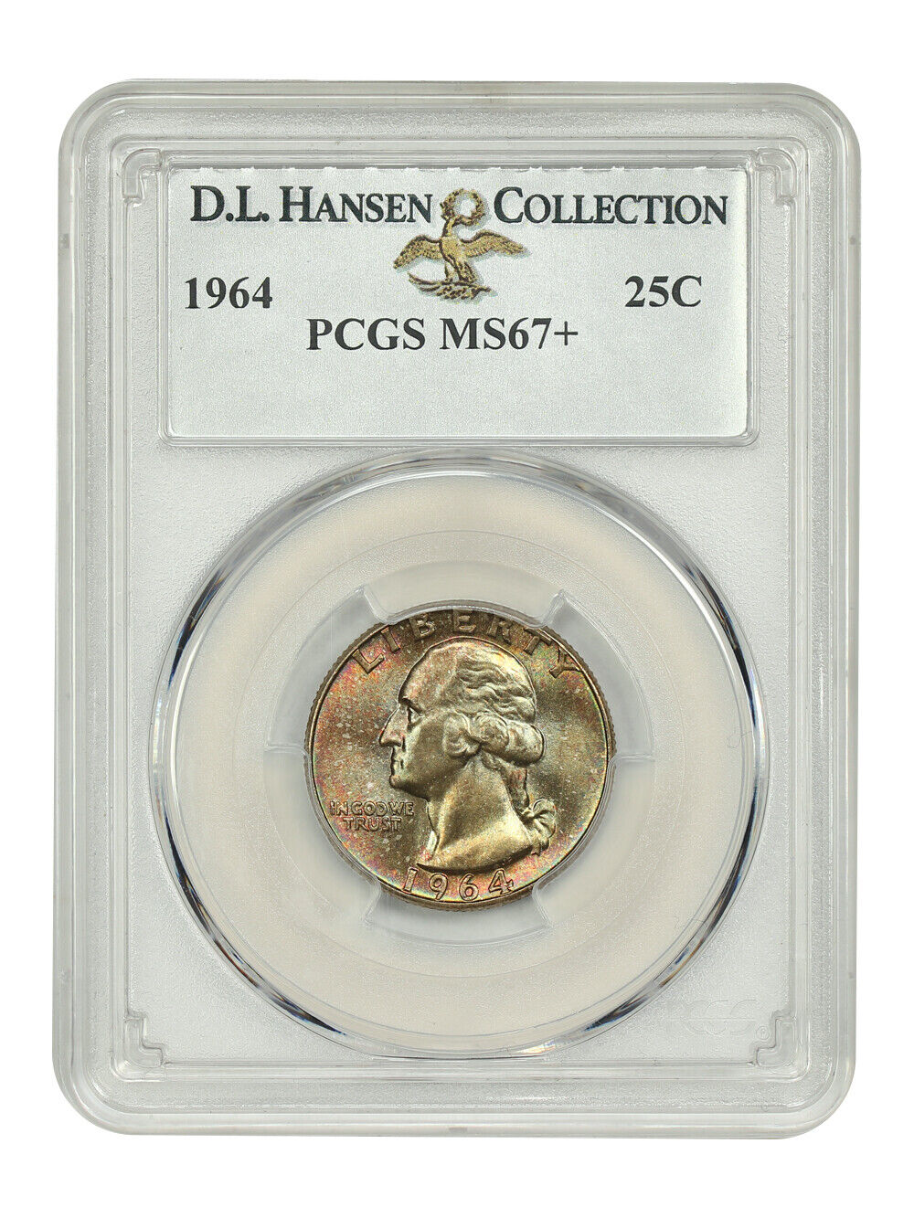 1964 25C PCGS MS67+ ex: D.L. Hansen - Washington Quarter