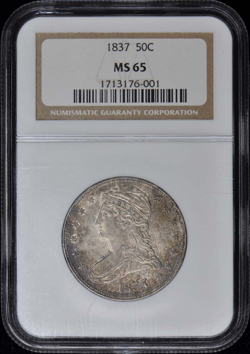 1837 Capped Bust, Reeded Edge 50C NGC MS65