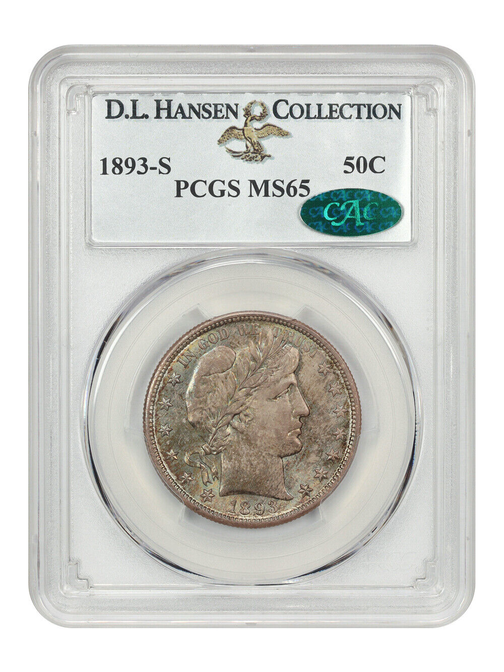 1893-S 50c PCGS/CAC MS65 ex: D.L. Hansen