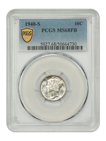 1940-S 10C PCGS MS68FB - Mercury Dime