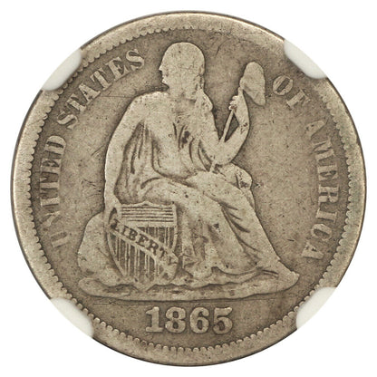 1865-S 10C NGC Fine 15 - Liberty Seated Dime