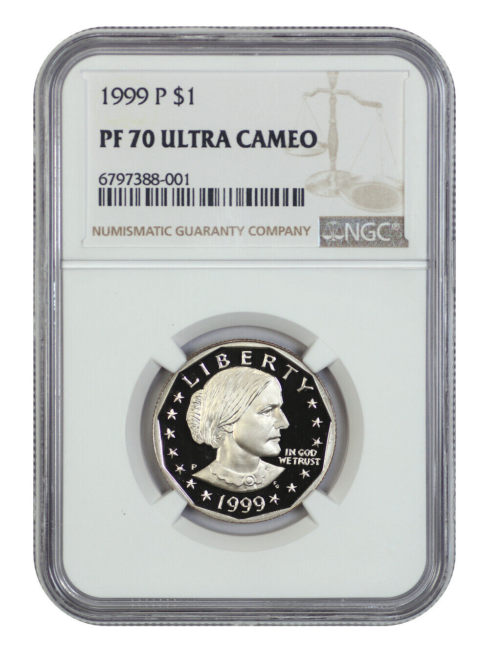 1999-P SBA$1 NGC PR70DCAM - Susan B. Anthony Dollar