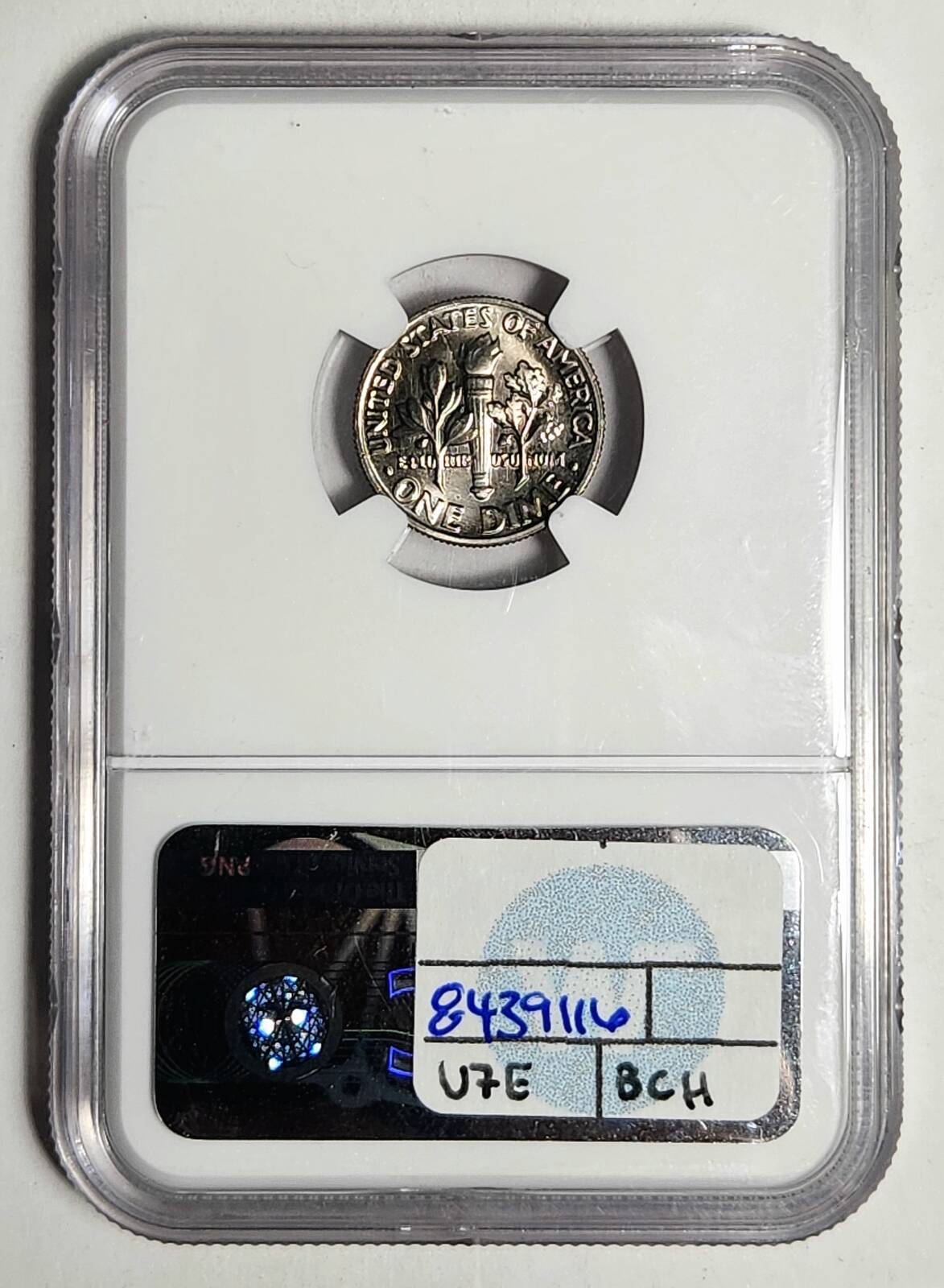 1987 P Dime Roosevelt NGC MS-66 FT - OBVERSE STRUCK THROUGH - CAPPED DIE