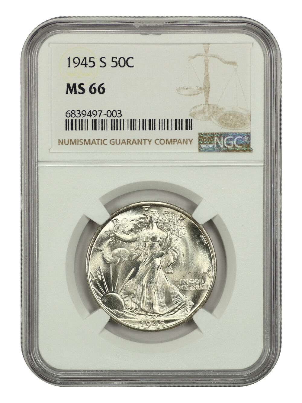 1945-S 50C NGC MS66 - Walking Liberty Half Dollar