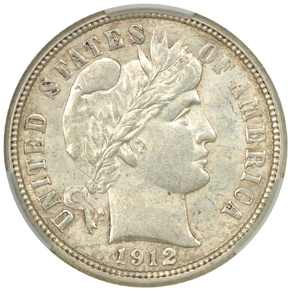 1912 10C CACG AU58 - Barber Dime