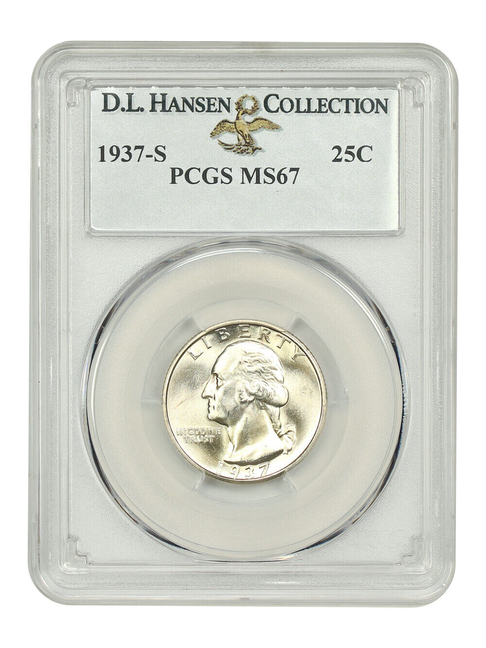 1937-S 25C PCGS MS67 ex: D.L. Hansen - Washington Quarter - Registry Quality