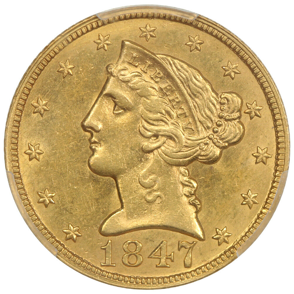 1847 $5 PCGS MS62+ - Liberty Head $5