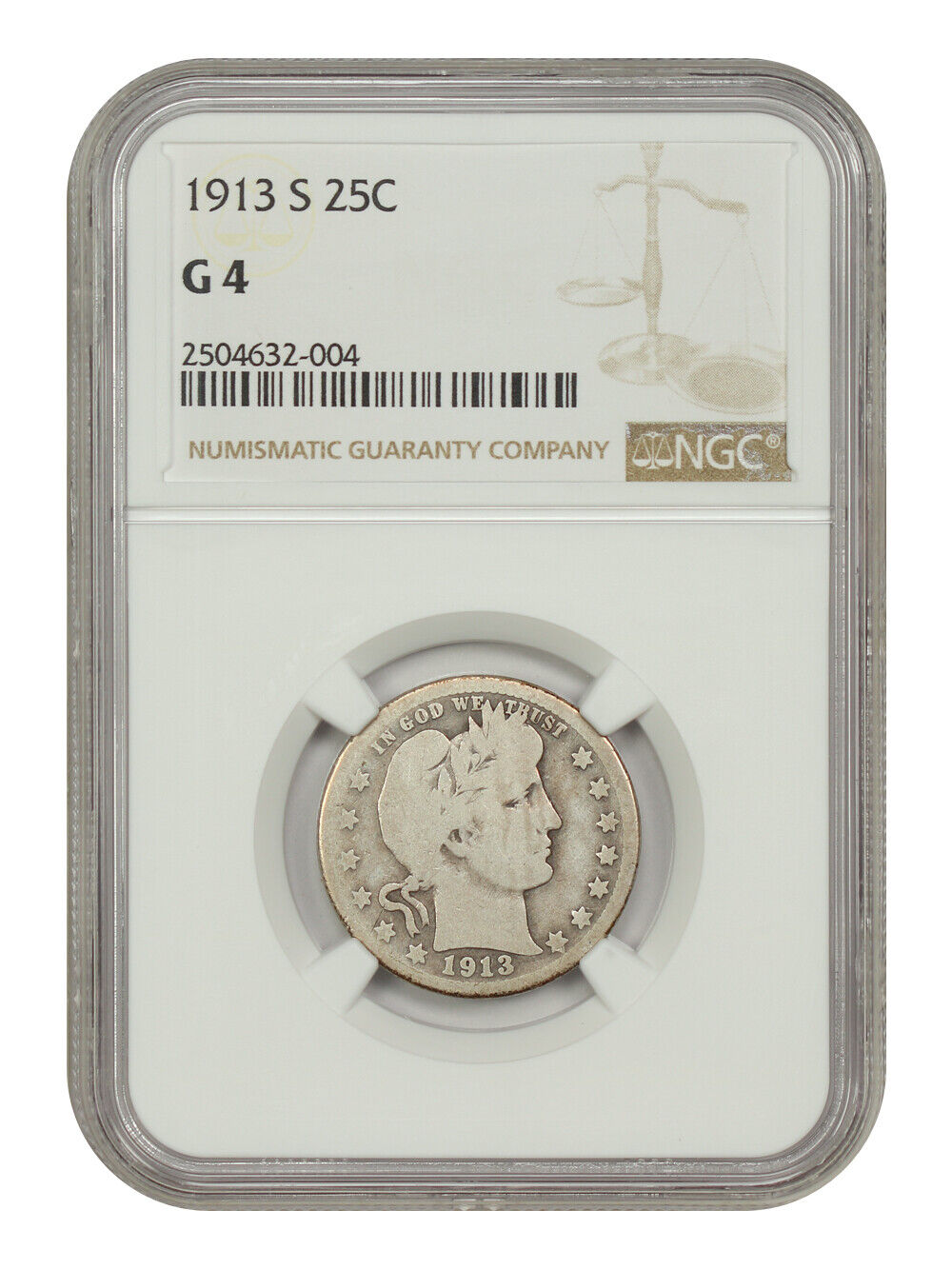 1913-S 25C NGC G4