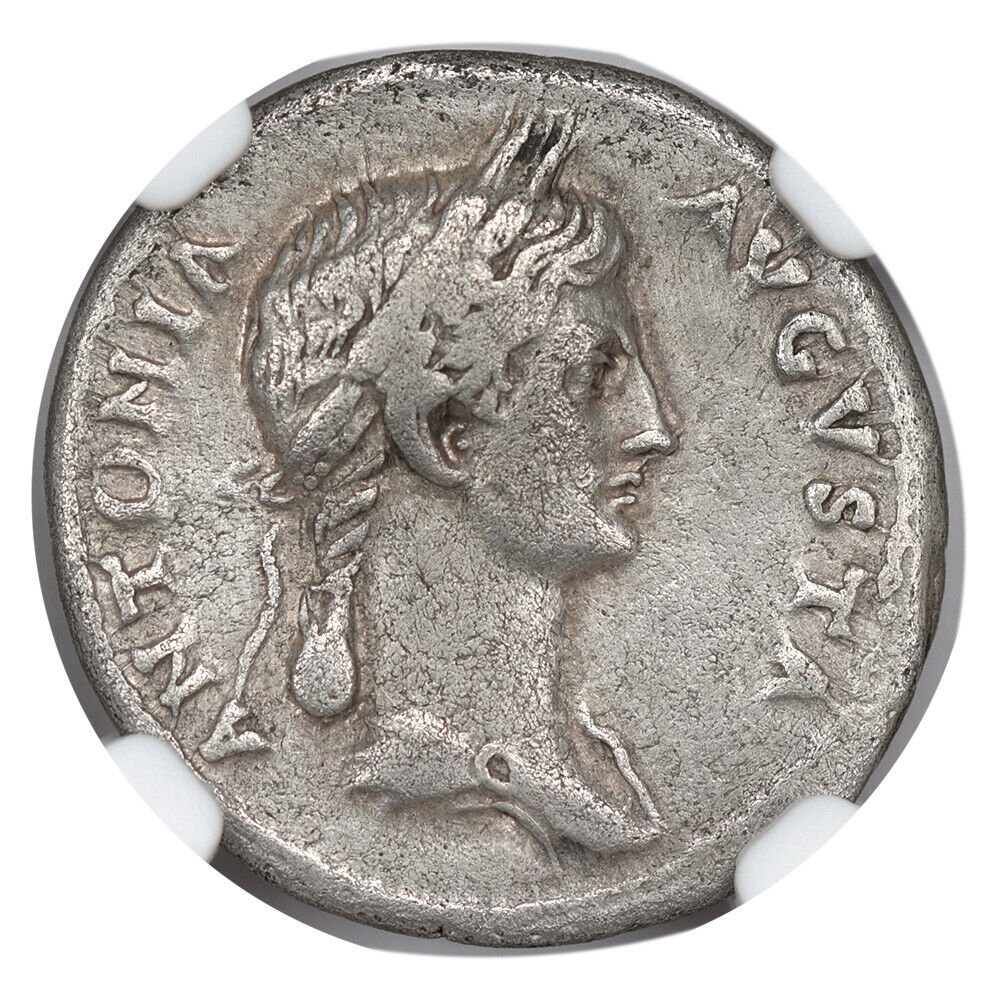 Ancient Roman: Antonia (AD 37) AR Denarius NGC VF (Under Claudius)