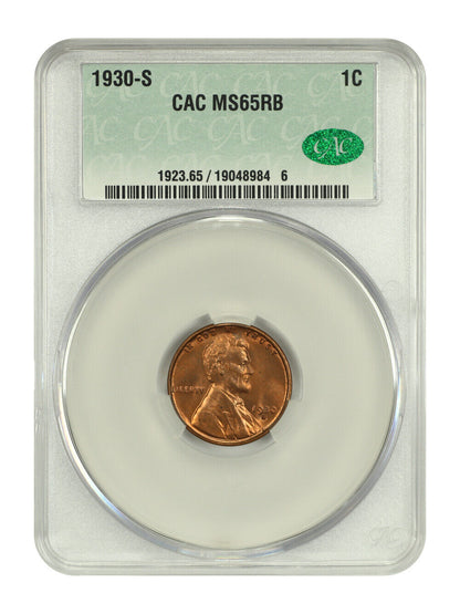 1930-S 1C CACG MS65RB - Lincoln Cent (Wheat Reverse)