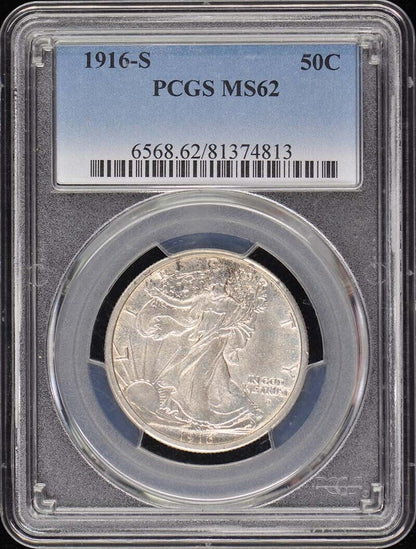 1916-S 50C Walking Liberty Half Dollar PCGS MS62