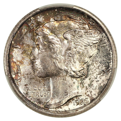 1925-S 10C CACG MS66+FB ex: D.L. Hansen - Mercury Dime