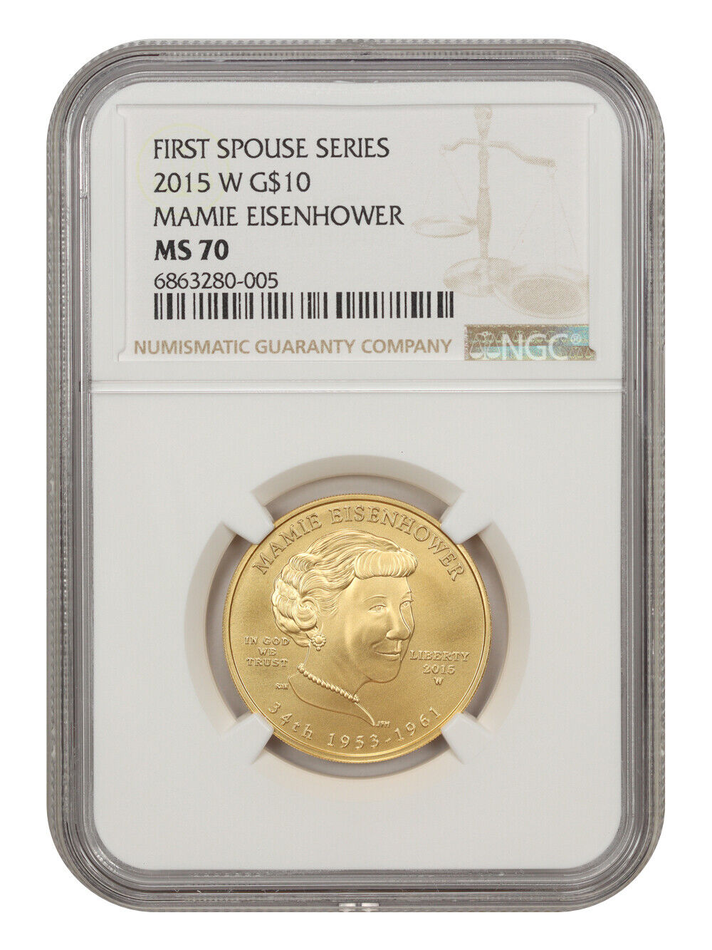 2015-W $10 Mamie Eisenhower NGC MS70