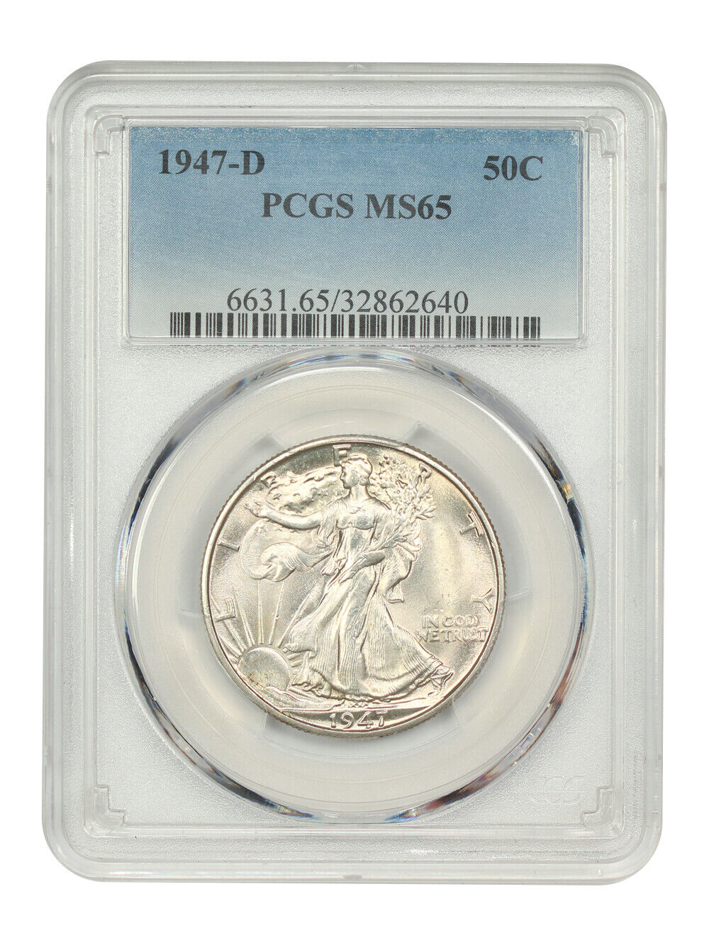 1947-D 50C PCGS MS65 - Walking Liberty Half Dollar