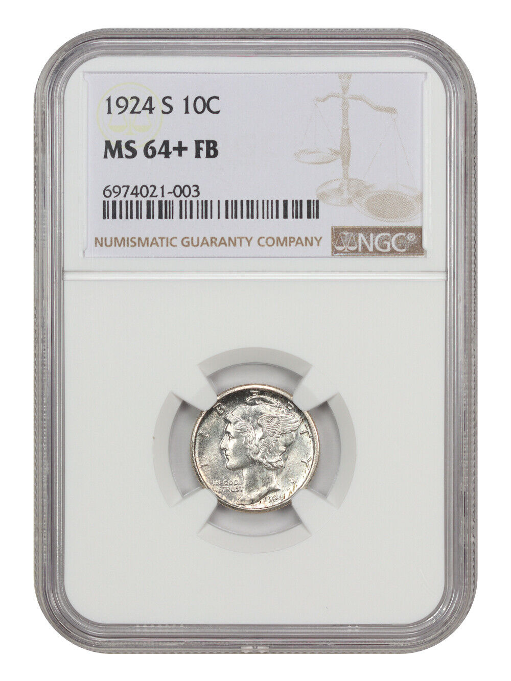 1924-S 10C NGC MS64+FB - Mercury Dime