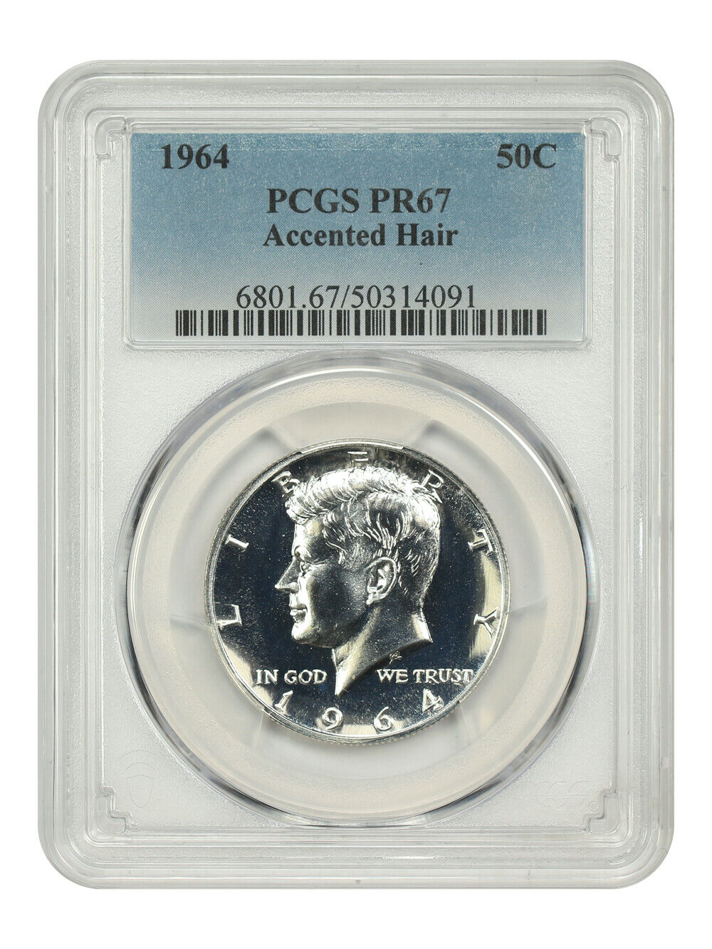 1964 50C PCGS PR67 (Accented Hair) - Kennedy Half Dollar - Popular Variety