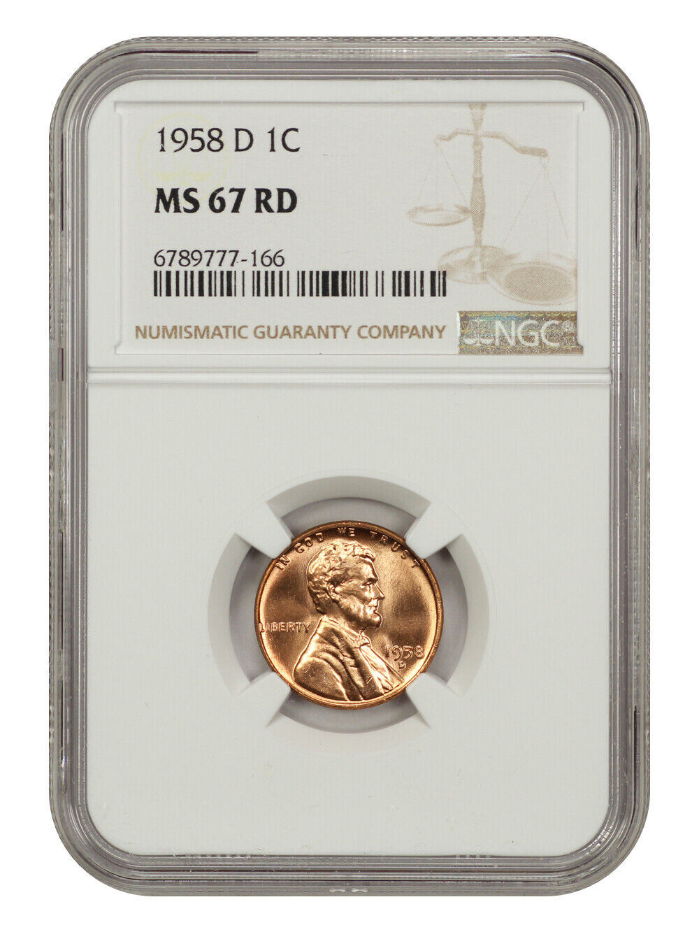 1958-D 1C NGC MS67RD