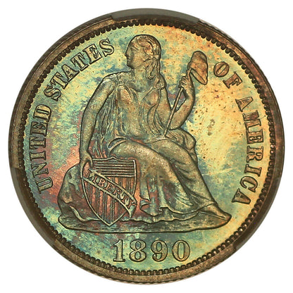 1890 10C CACG PR67 ex: D.L. Hansen - Liberty Seated Dime