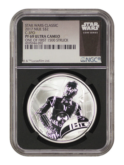 Niue: 2017 Star Wars C-3PO $2 NGC Proof 69 UCAM (One of First 1500 Struck)