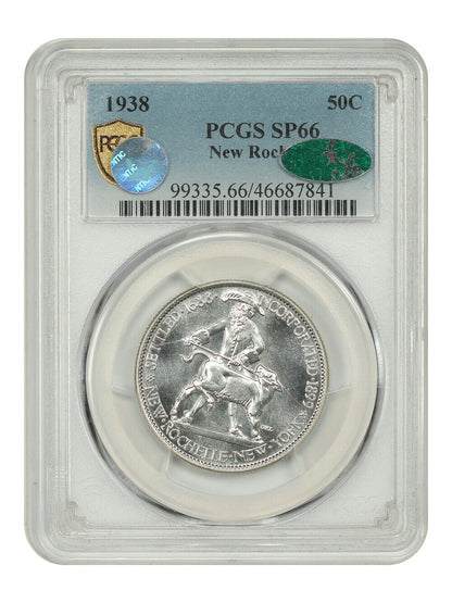 1938 50C New Rochelle PCGS/CAC SP66 - Classic Silver Commemorative