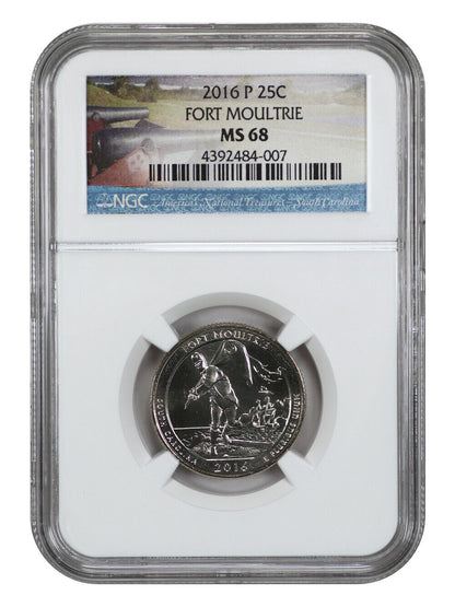 2016-P 25C Fort Moultrie NP NGC MS68 - Type 1 - Clad