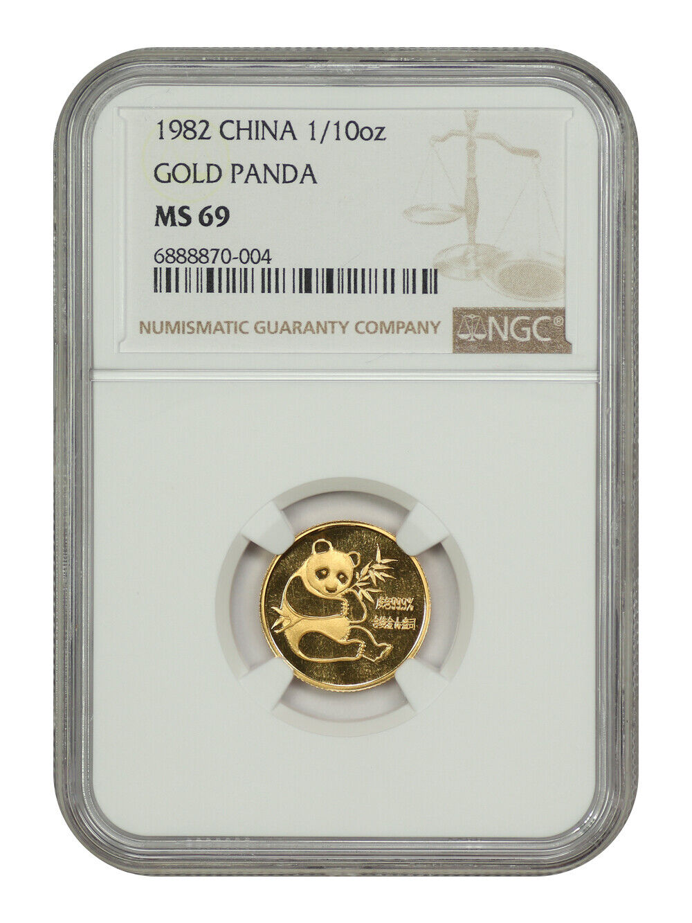 China: 1982 1/10oz Gold Panda NGC MS69 - Other