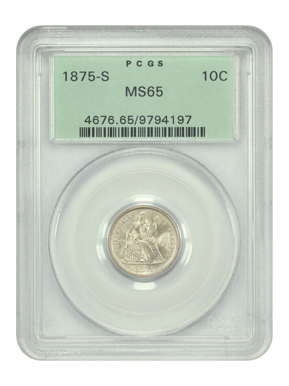 1875-S 10C PCGS MS65 (OGH) - Liberty Seated Dime