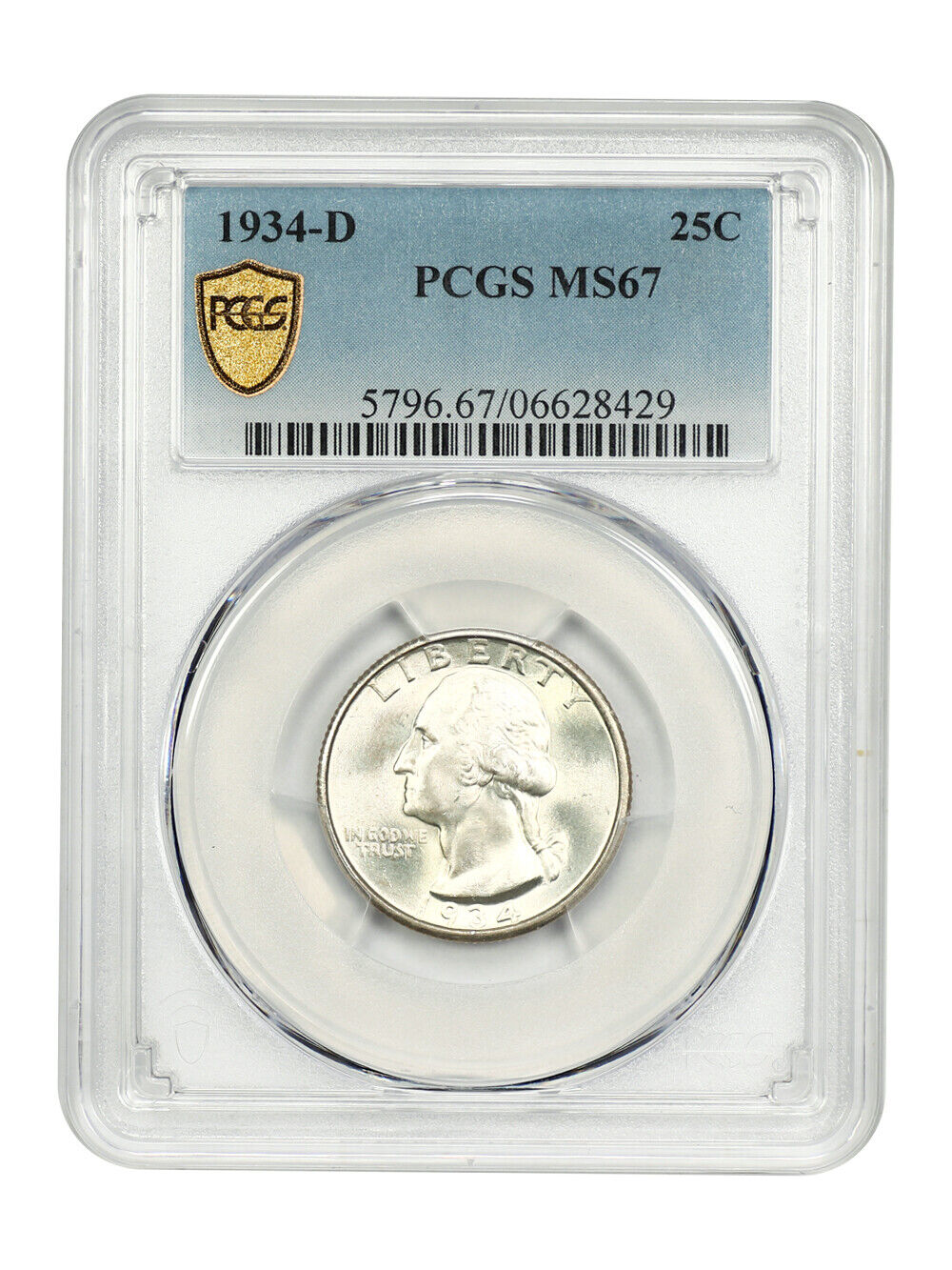 1934-D 25C PCGS MS67