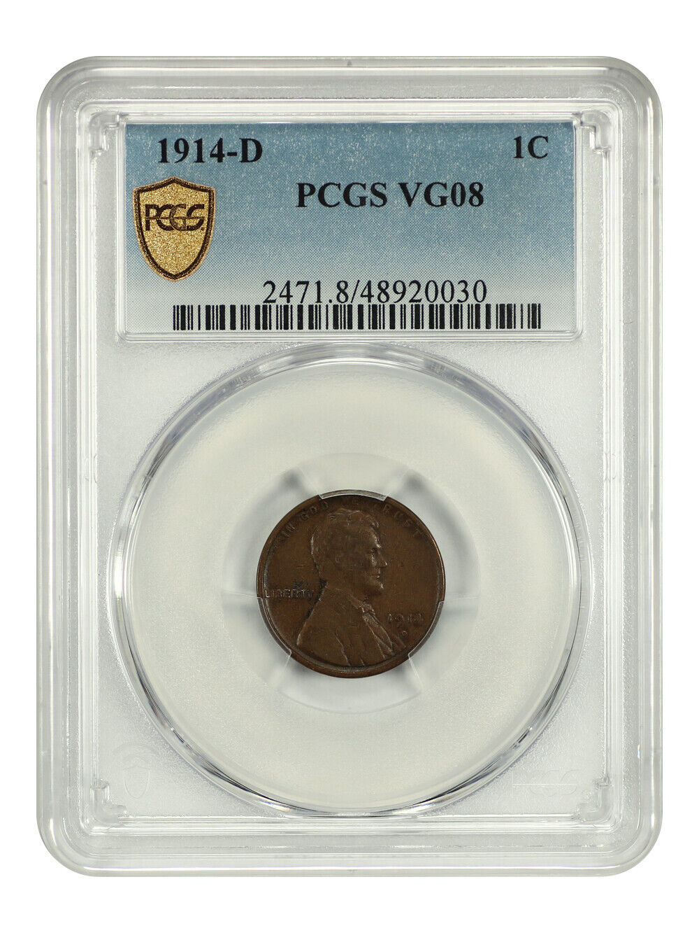 1914-D 1C PCGS VG8 - Lincoln Cent (Wheat Reverse) - Key Date