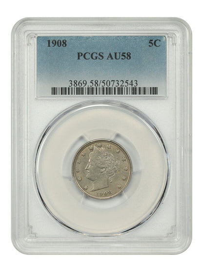 1908 5C PCGS AU58 - Liberty Nickel