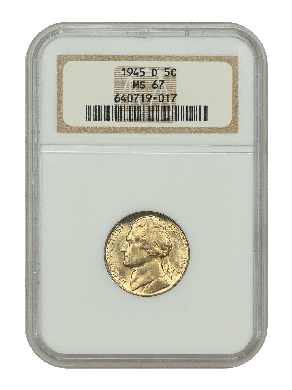 1945-D 5C NGC MS67 - Jefferson Nickel