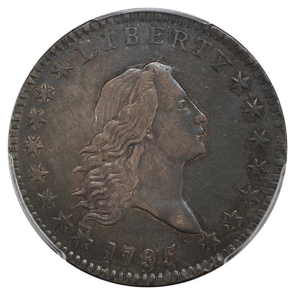 1795/1795 50C PCGS AU50 (Recut Date, 2 Leaves)