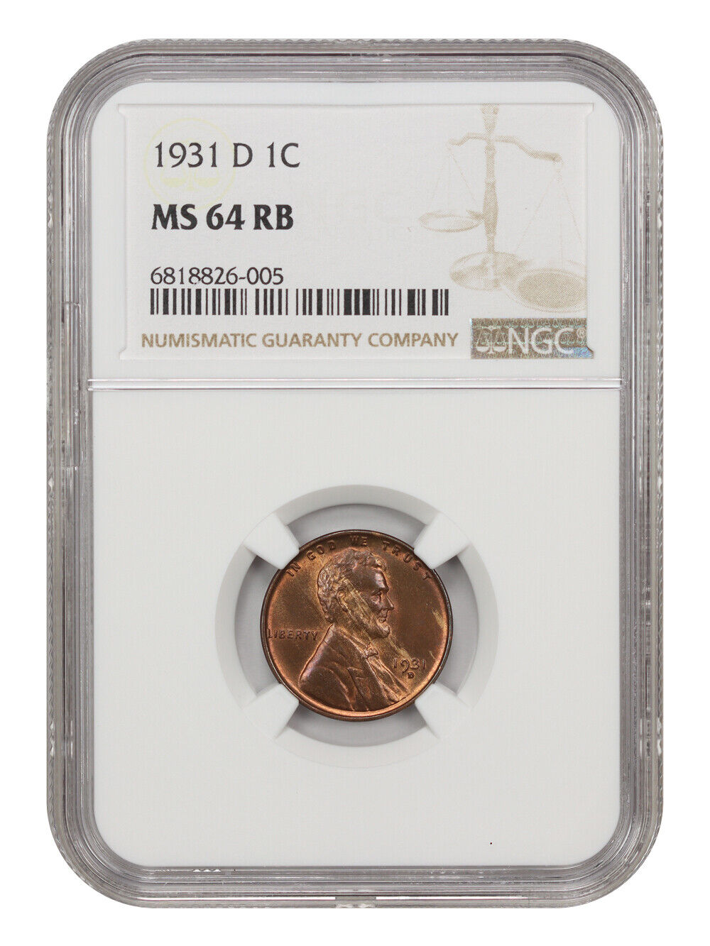 1931-D 1C NGC MS64RB