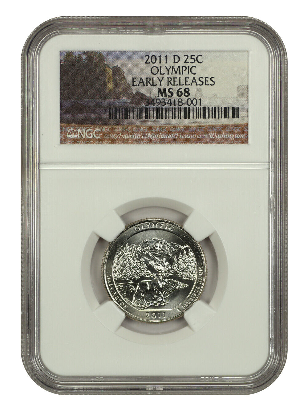 2011-D 25C Olympic NP NGC MS68 - Type 1 - Clad