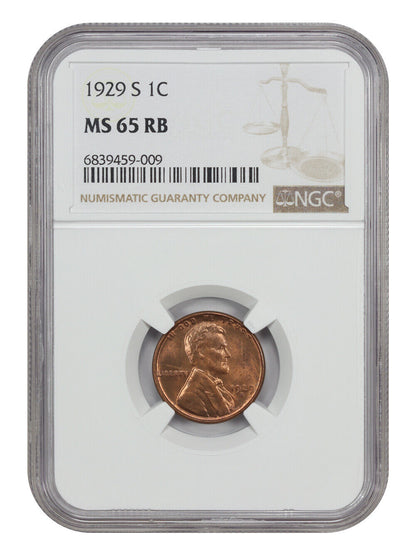 1929-S 1C NGC MS65RB - Lincoln Cent (Wheat Reverse)