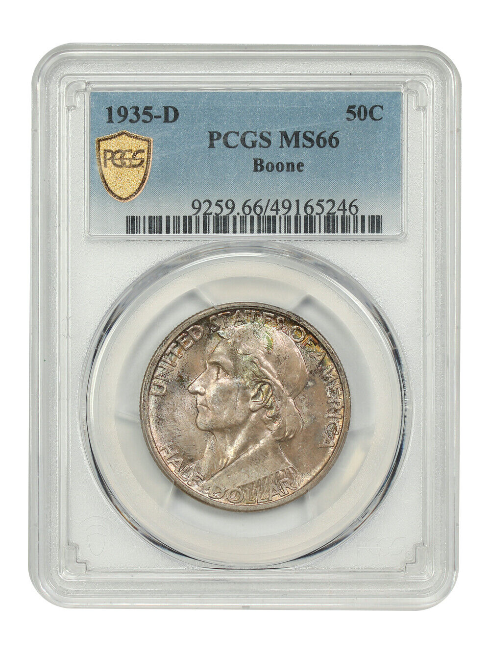 1935-D 50C Boone PCGS MS66 - Classic Silver Commemorative - Low Mintage Issue