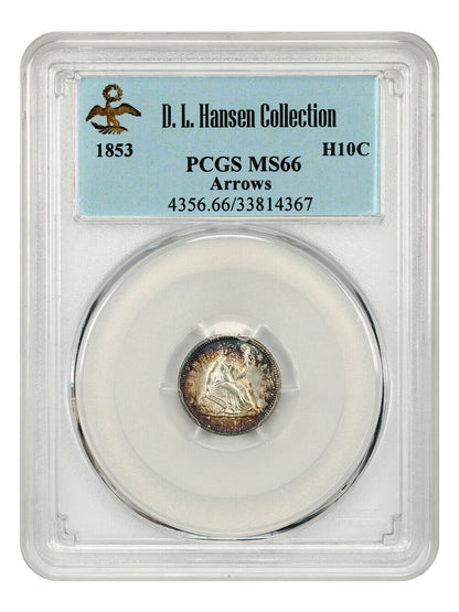 1853 H10c PCGS MS66 (Arrows) ex: D.L. Hansen