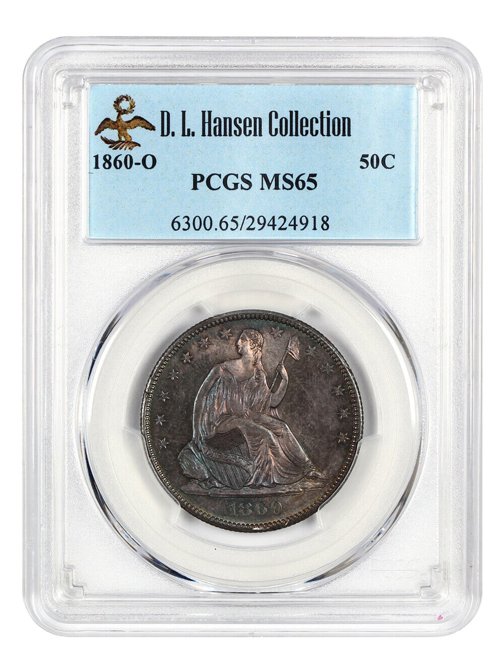 1860-O 50c PCGS MS65 ex: D.L. Hansen