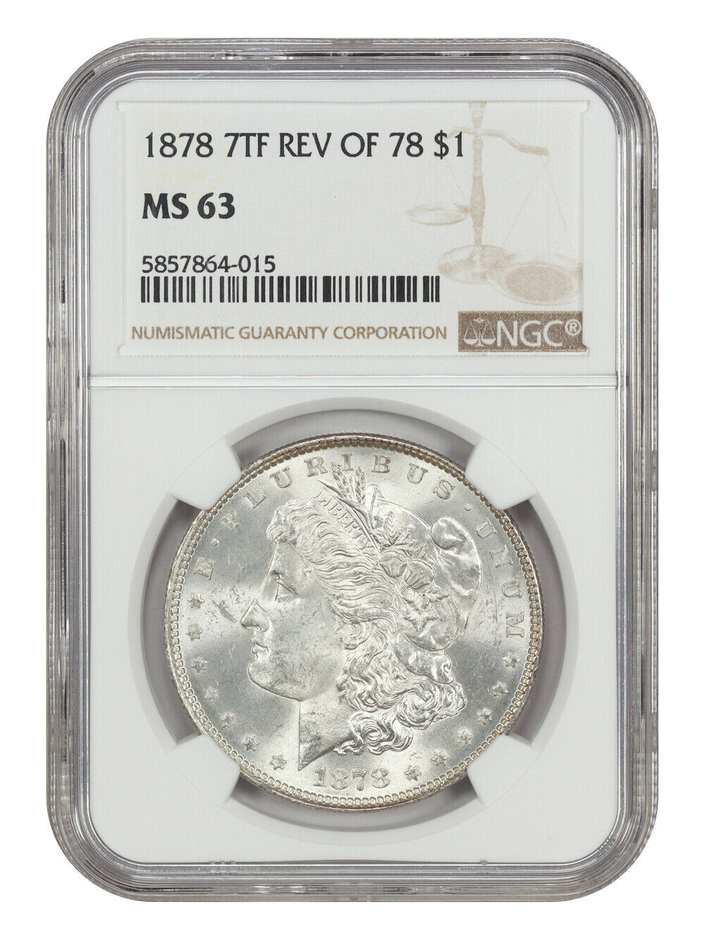 1878 7TF $1 NGC MS63 (Reverse of 1878) - Morgan Dollar